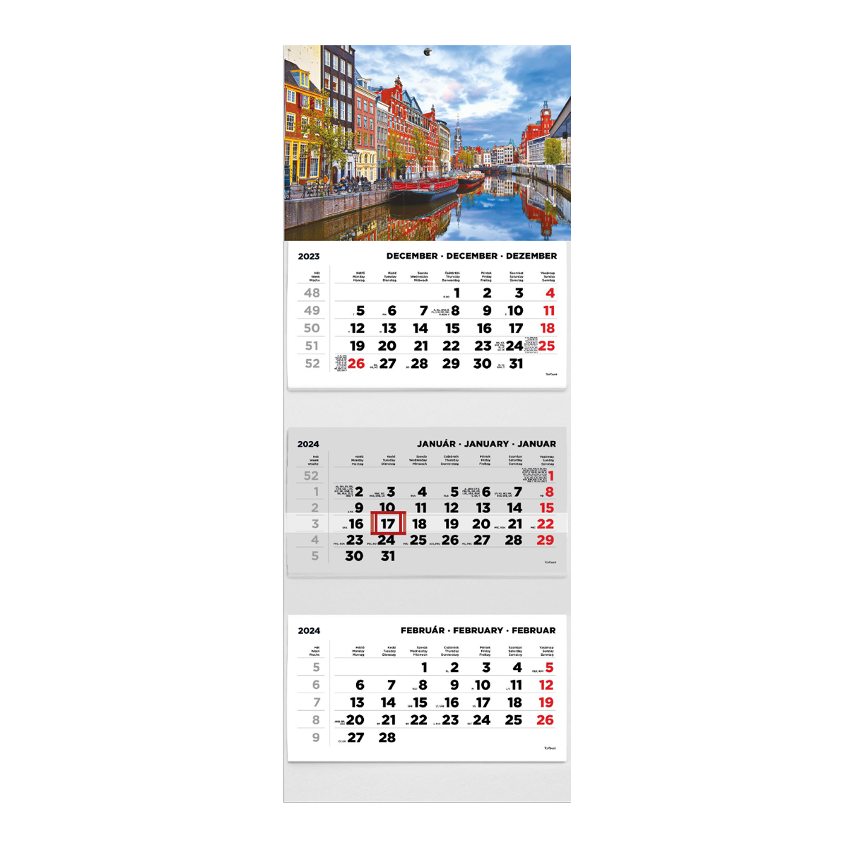 T070, 3 tömbből álló 3 havi speditőr naptár - Város fejrésszel