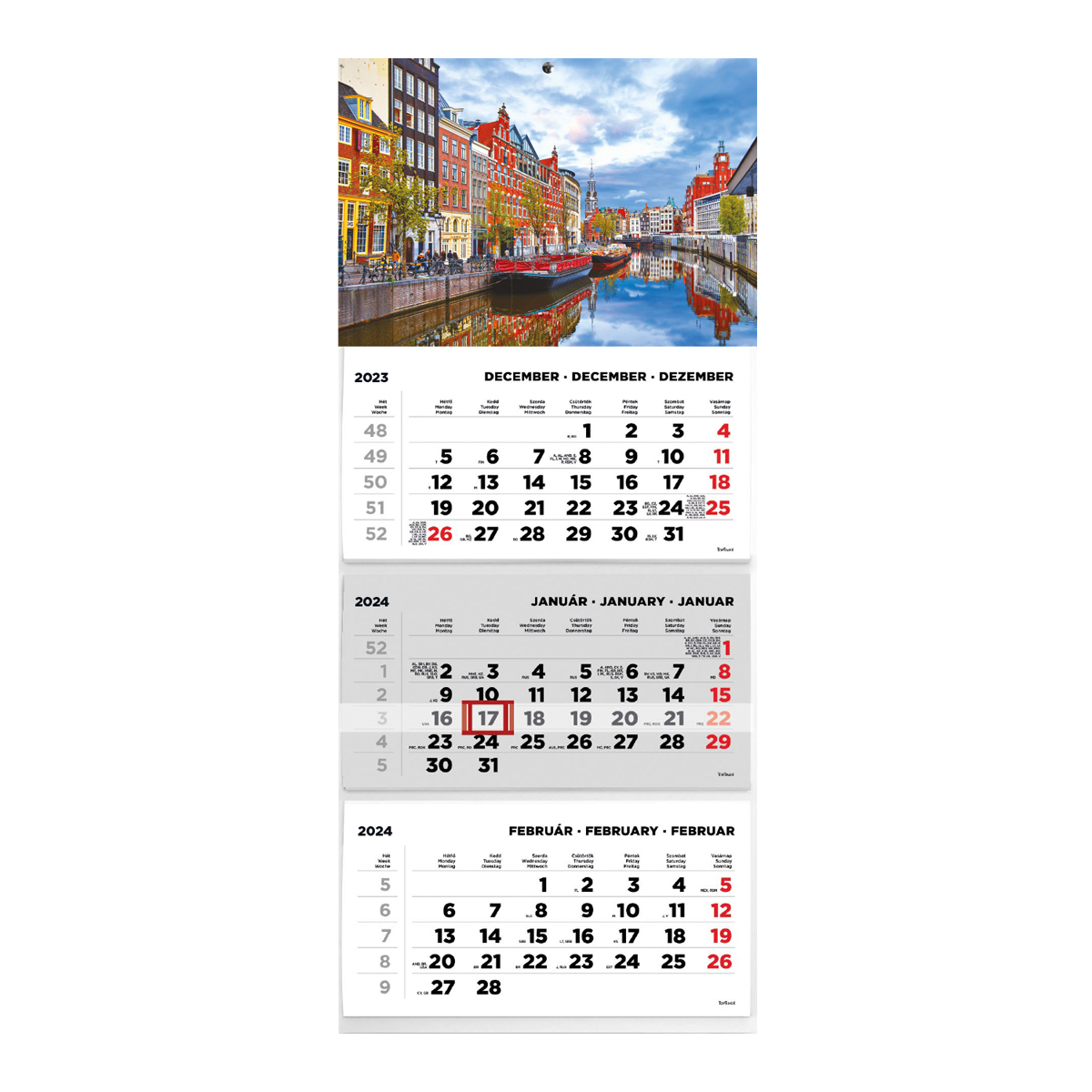 T074, 3 tömbből álló 3 havi speditőr naptár - Város fejrésszel
