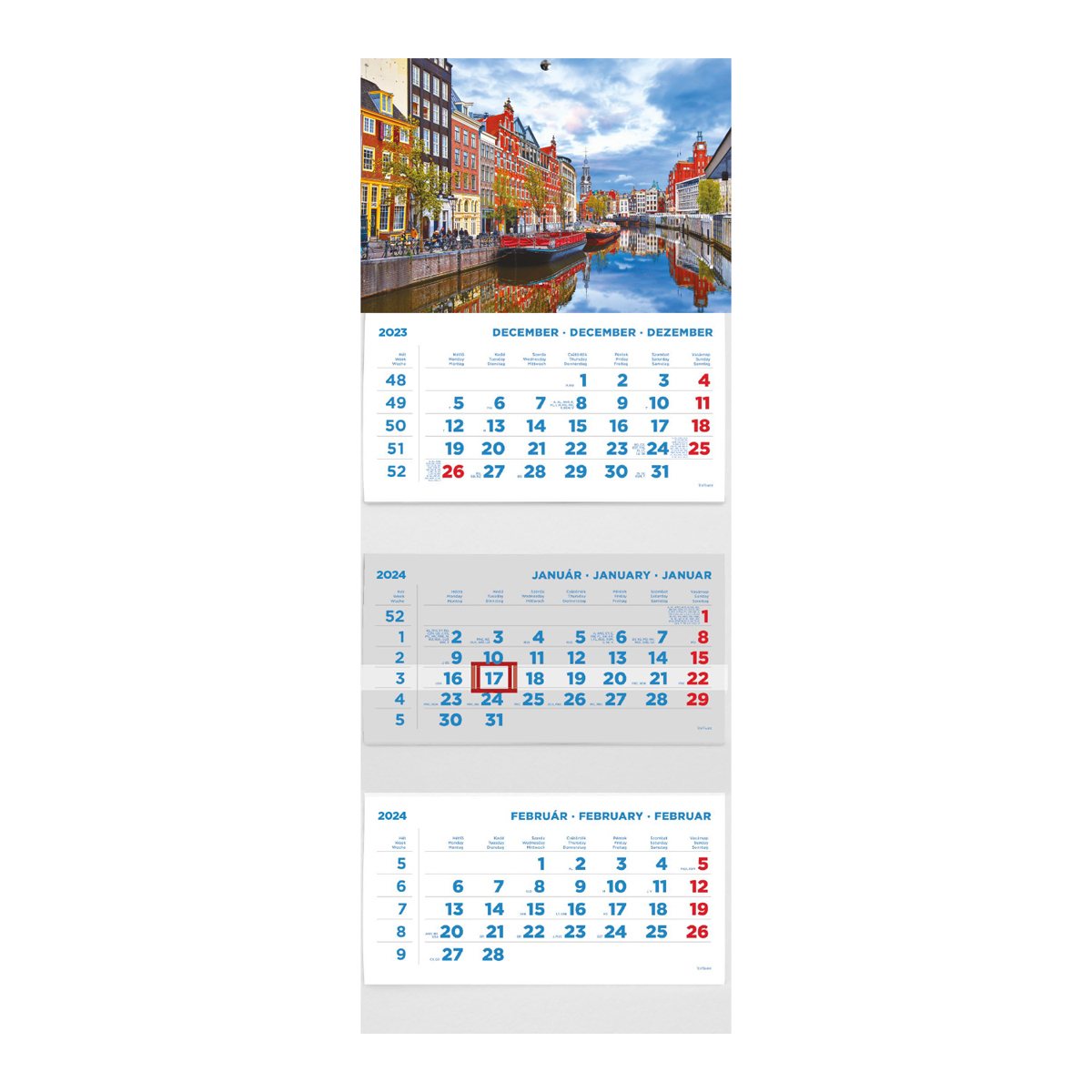 T075, 3 tömbből álló 3 havi speditőr naptár - Város fejrésszel