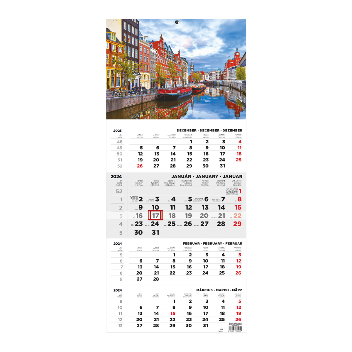 T079, 1 tömbből álló 4 havi speditőr naptár - Város fejrésszel