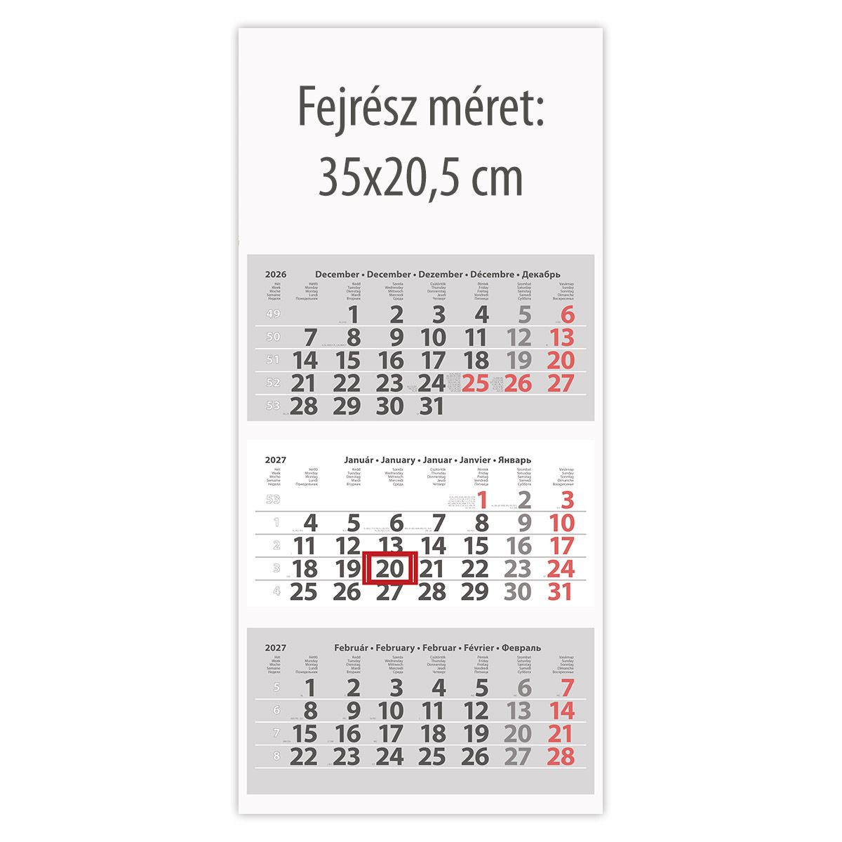 Medium Classic, 3 tömbös 3 hónapos speditőr naptár - Üres, nyomtatható fejrésszel Medium Classic, 3 tömbös 3 hónapos speditőr naptár - Üres, nyomtatható fejrésszel