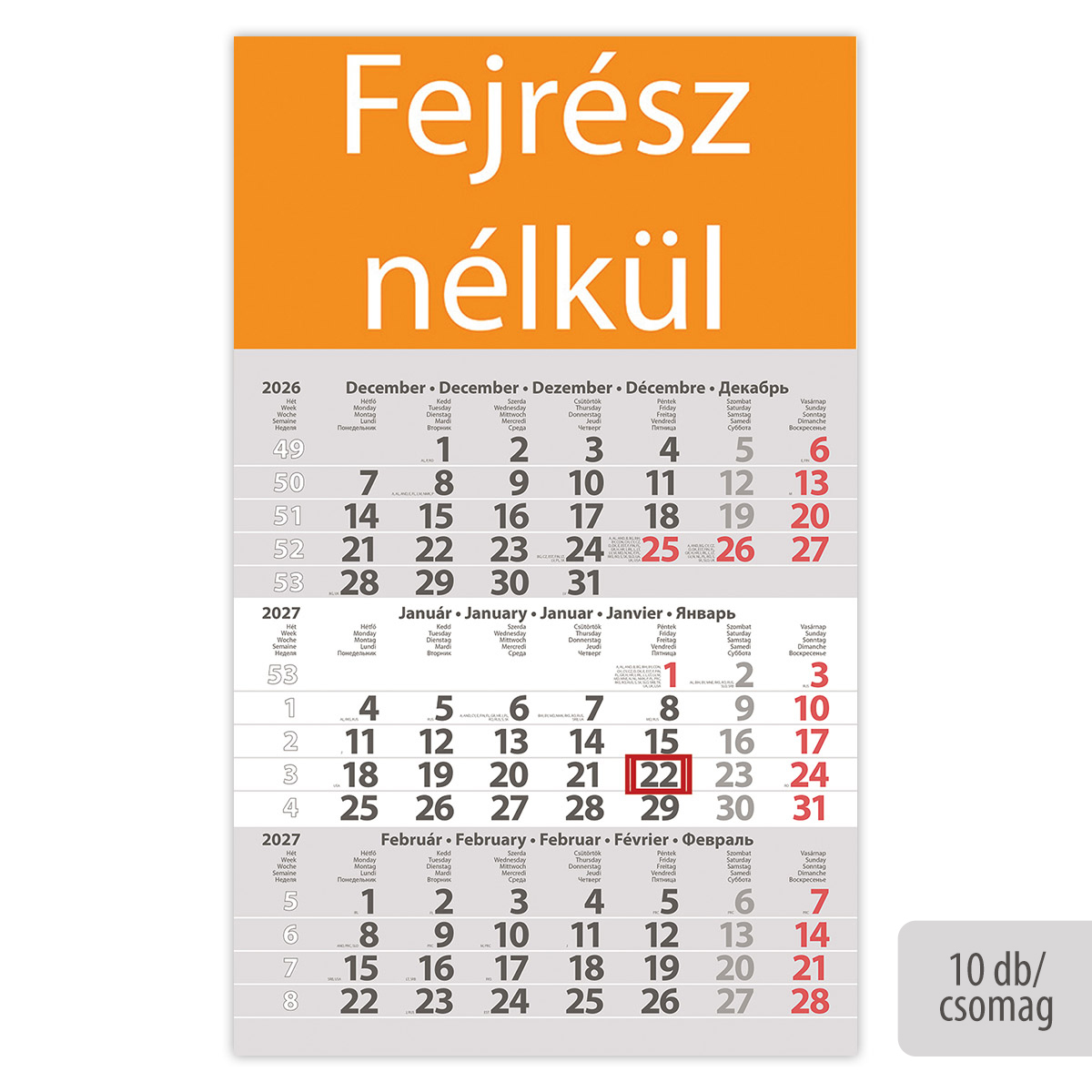 Primus Classic, 12 lapos speditőr naptár - Fejrész nélkül, 10db/csomag Primus Classic, 12 lapos speditőr naptár - Fejrész nélkül, 10db/csomag