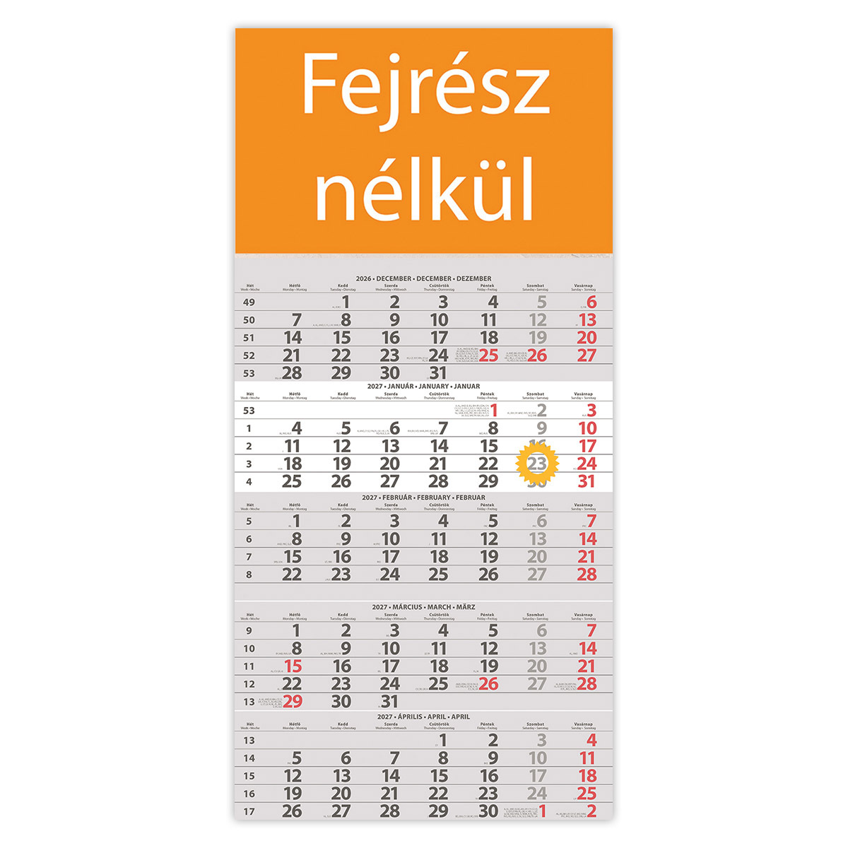 SP15, 12 lapos 5 hónapos speditőr naptár - Fejrész nélkül SP15, 12 lapos 5 hónapos speditőr naptár - Fejrész nélkül
