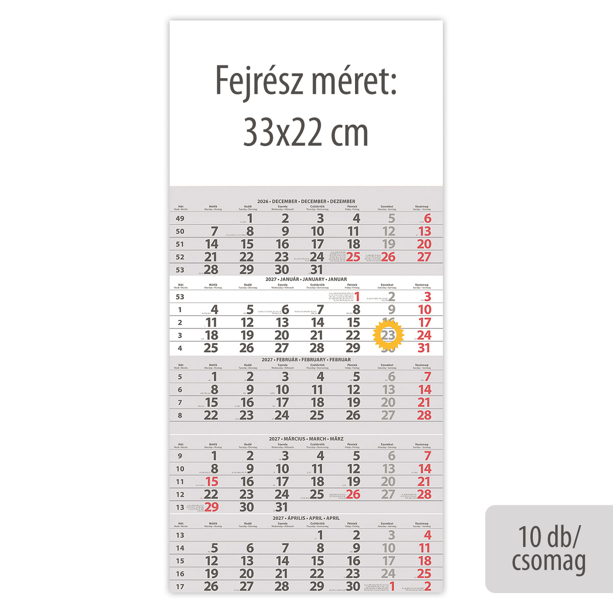 SP15, 12 lapos 5 hónapos speditőr naptár - Üres, nyomtatható fejrésszel, 10db/csomag SP15, 12 lapos 5 hónapos speditőr naptár - Üres, nyomtatható fejrésszel, 10db/csomag