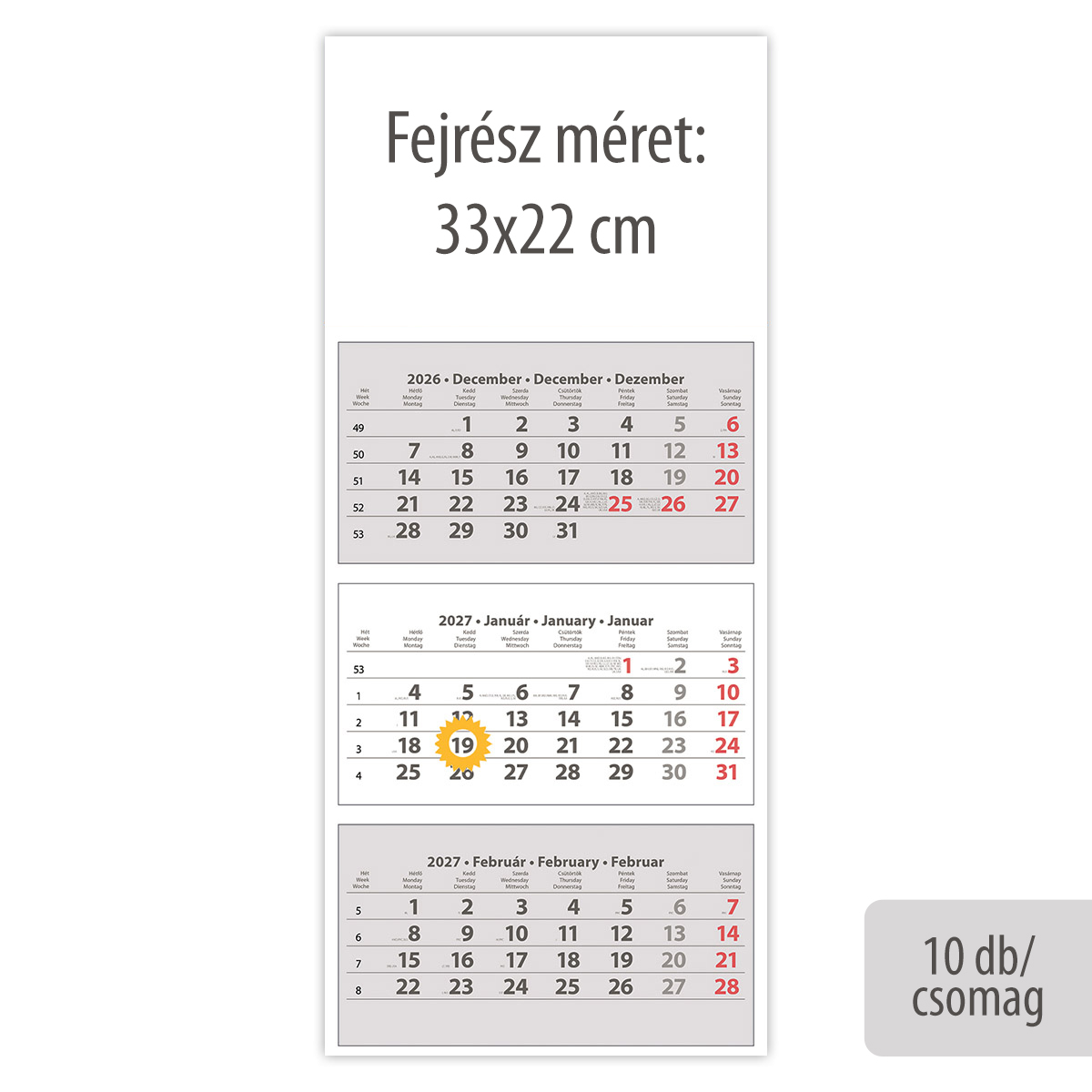 SP30, 3 tömbös 3 hónapos speditőr naptár TRN - Fejrész nélkül, 10db/csomag SP30, 3 tömbös 3 hónapos speditőr naptár TRN - Fejrész nélkül, 10db/csomag