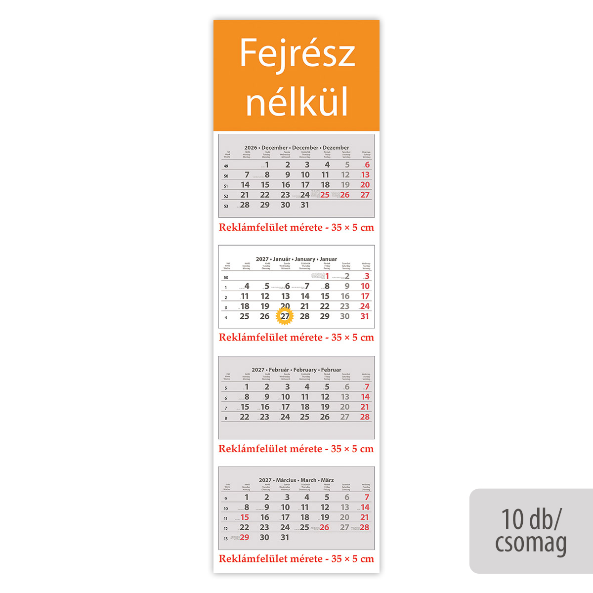 SP4, 4 tömbös 4 hónapos speditőr naptár - Fejrész nélkül, 10db/csomag SP4, 4 tömbös 4 hónapos speditőr naptár - Fejrész nélkül, 10db/csomag